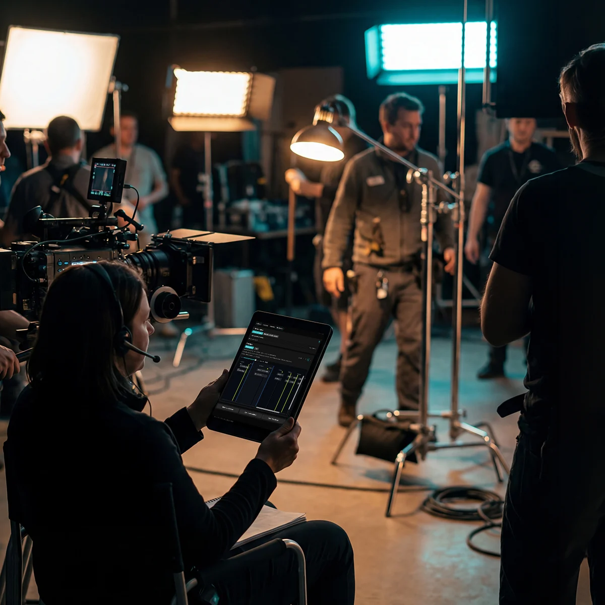 Filmteam plant Shots und Timeline mit MarkitPro am Set